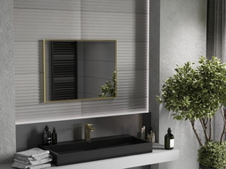Mexen Loft pravokutno kupaonsko ogledalo 80 x 60 cm, zlatni okvir - 9852-080-060-000-50