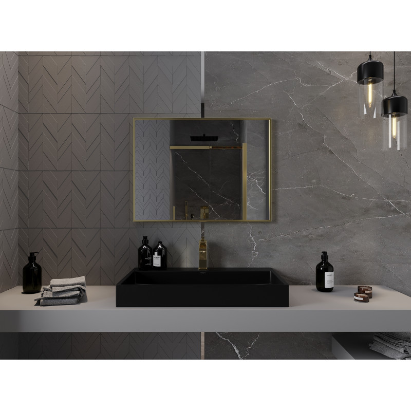 Mexen Loft lustro łazienkowe prostokątne 80 x 60 cm, rama złota - 9852-080-060-000-50