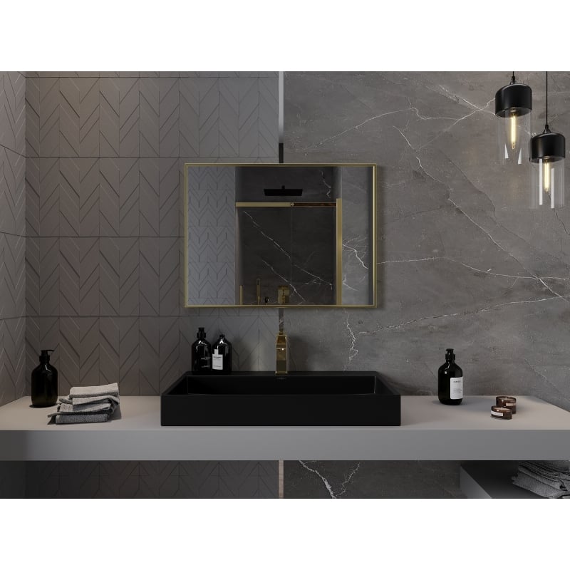 Mexen Loft lustro łazienkowe prostokątne 80 x 60 cm, rama złota szczotkowana - 9852-080-060-000-50