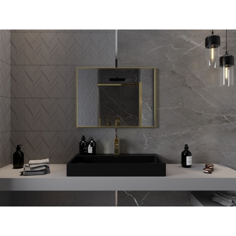 Mexen Loft ristkülikukujuline vannitoa peegel 80 x 60 cm, kuldne raam - 9852-080-060-000-50