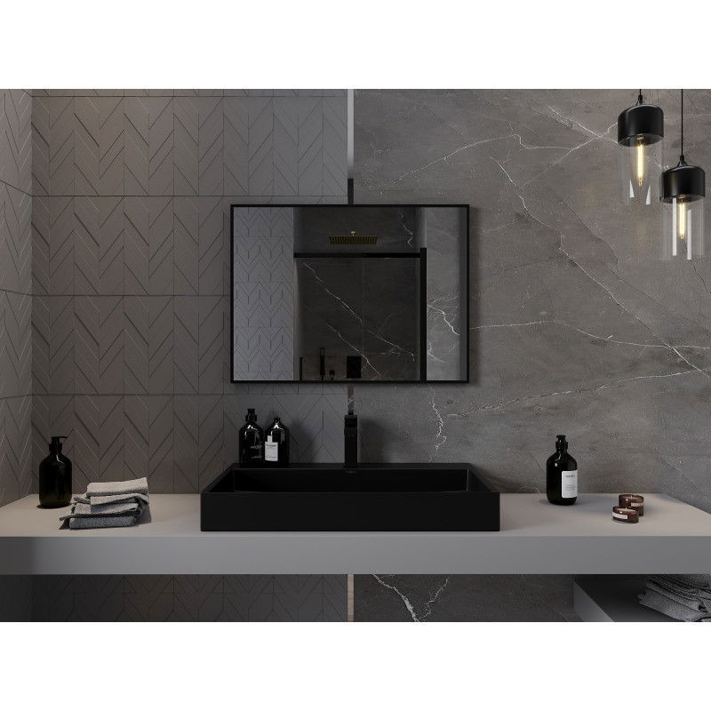 Mexen Loft pravokotno kopalniško ogledalo 80 x 60 cm, črni okvir - 9852-080-060-000-70