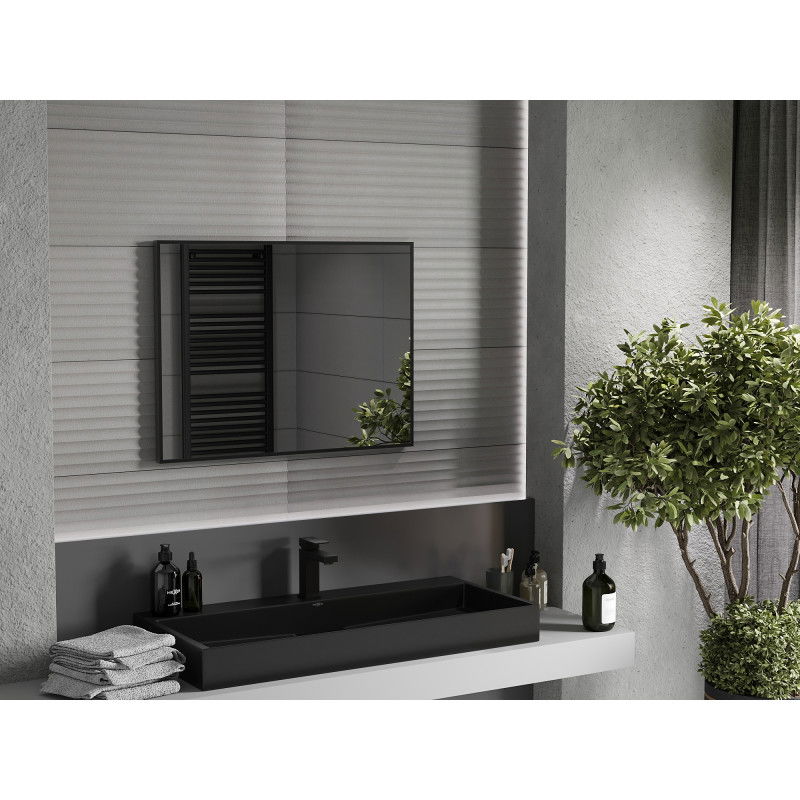 Mexen Loft espelho de casa de banho retangular 80 x 60 cm, moldura preta - 9852-080-060-000-70