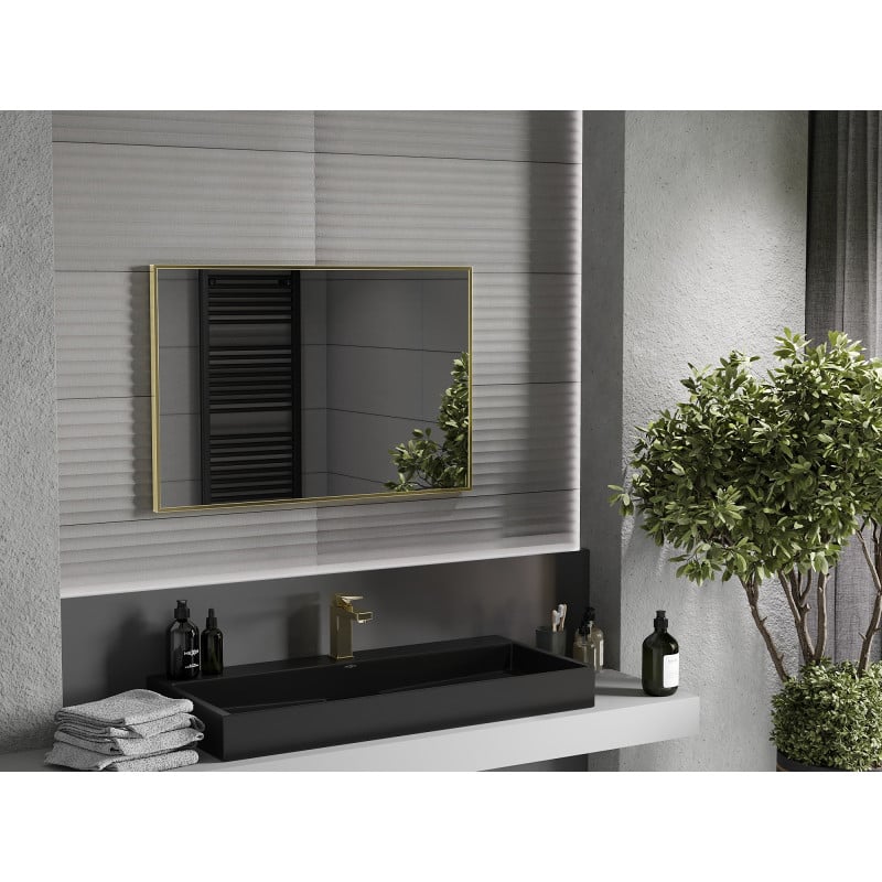 Mexen Loft kylpyhuoneen suorakulmainen peili 90 x 60 cm, kultainen kehys - 9852-090-060-000-50