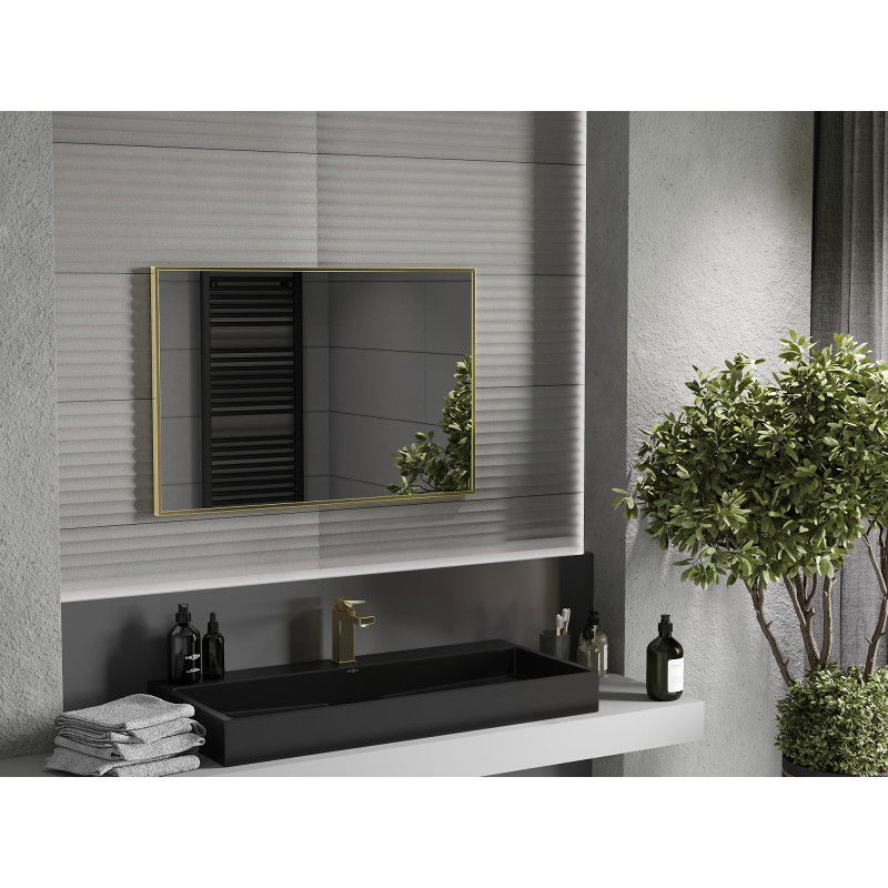 Mexen Loft miroir de salle de bain rectangulaire 90 x 60 cm, cadre doré - 9852-090-060-000-50