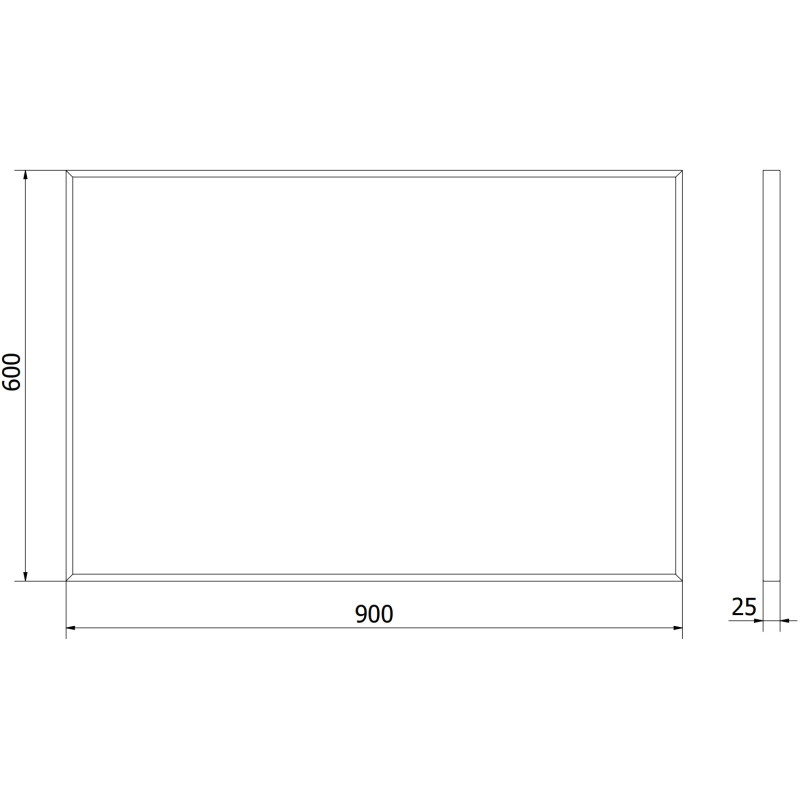 Mexen Loft ristkülikukujuline vannitoa peegel 90 x 60 cm, must raam - 9852-090-060-000-70