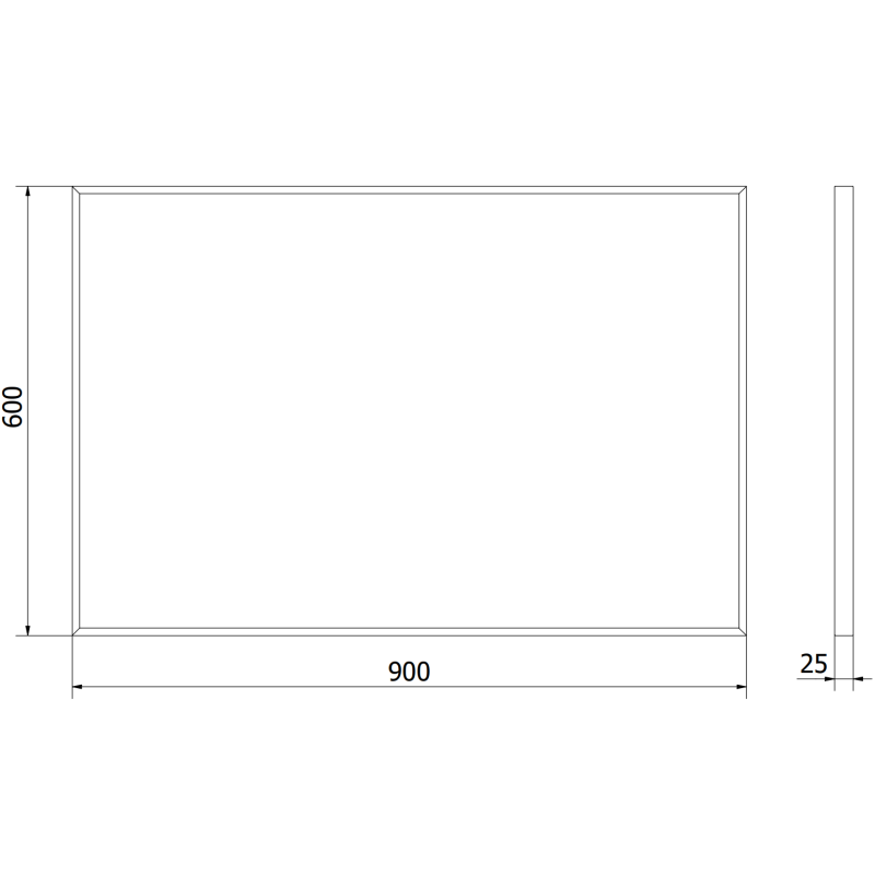 Mexen Loft specchio da bagno rettangolare 90 x 60 cm, cornice nera - 9852-090-060-000-70