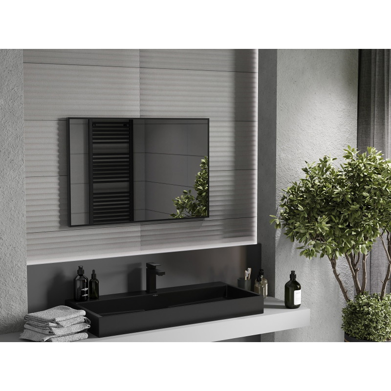 Mexen Loft ristkülikukujuline vannitoa peegel 90 x 60 cm, must raam - 9852-090-060-000-70