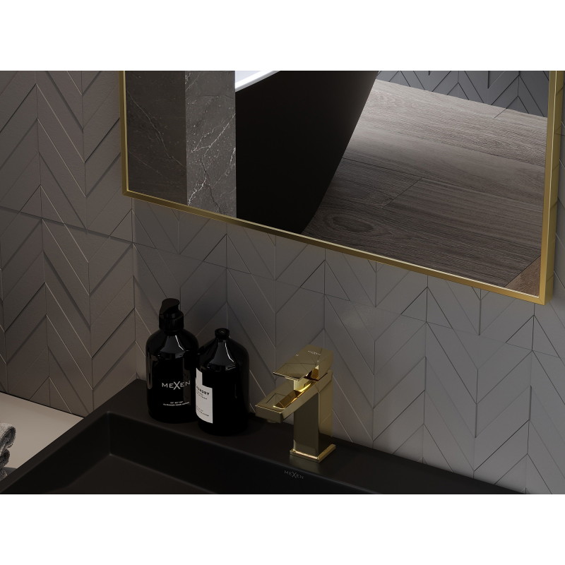 Mexen Loft ristkülikukujuline vannitoa peegel 50 x 40 cm, kuldne raam - 9852-050-040-000-50