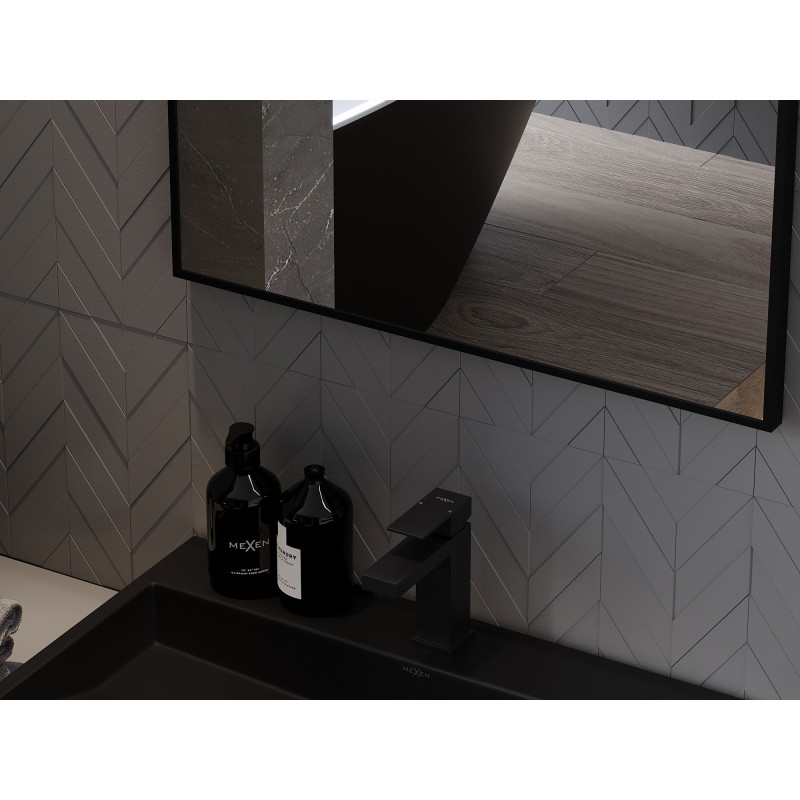 Mexen Loft ristkülikukujuline vannitoa peegel 50 x 40 cm, must raam - 9852-050-040-000-70