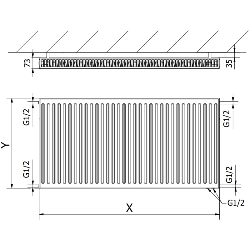Mexen CV21 plaatradiaator 300 x 700 mm, alumine ühendus, 515 W, antratsiit - W621-030-070-66