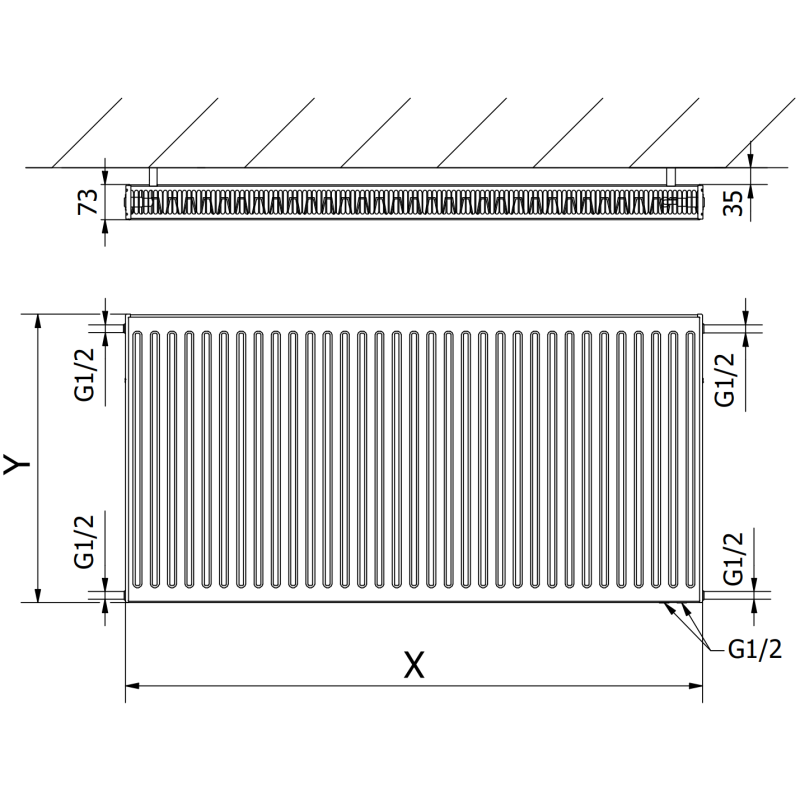Mexen CV21 grzejnik płytowy 400 x 400 mm, podłączenie dolne, 371 W, antracyt - W621-040-040-66