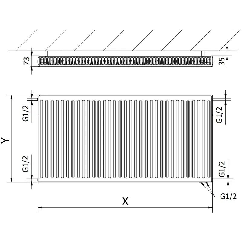 Mexen CV21 radiateur à panneaux 400 x 500 mm, connexion inférieure, 463 W, anthracite - W621-040-050-66