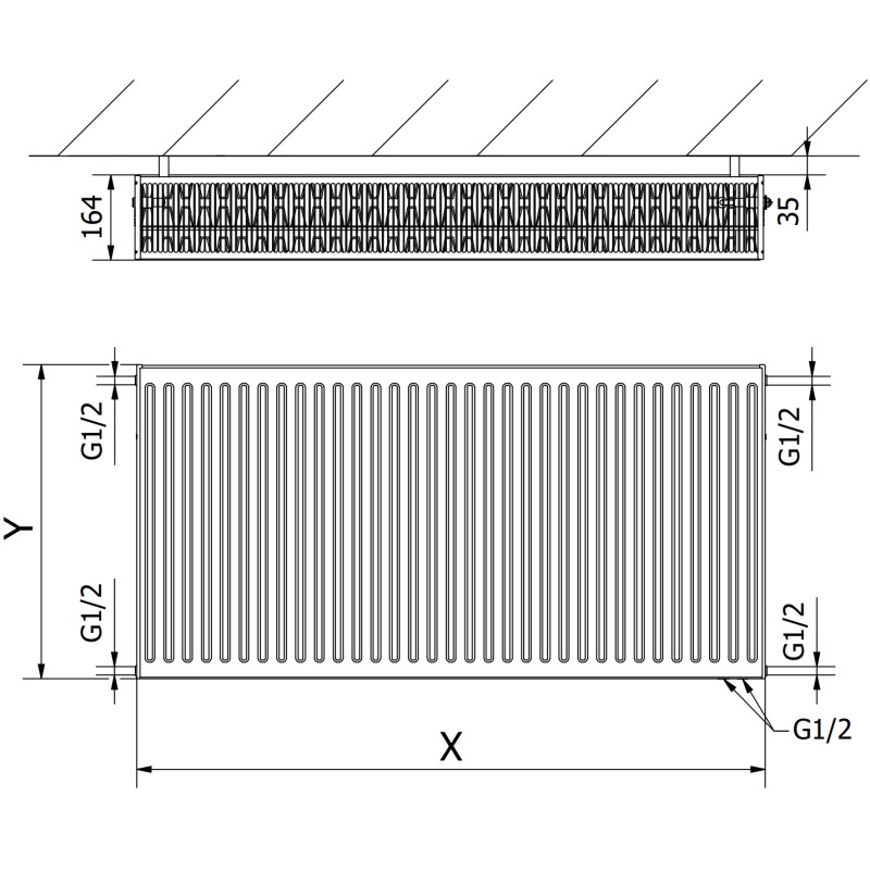 Mexen CV33 plaatradiator 400 x 900 mm, onderste aansluiting, 1520 W, antraciet - W633-040-090-66