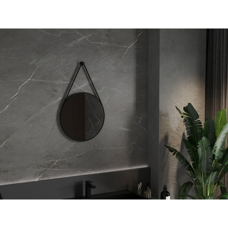 Mexen String specchio da bagno rotondo 50 cm, cornice nera - 9854-050-050-000-70