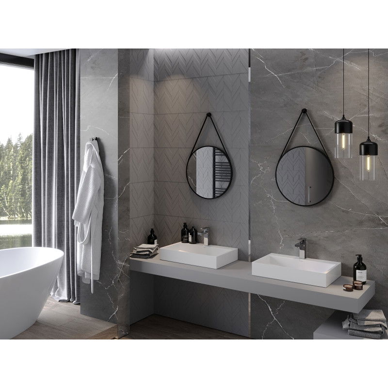 Mexen String specchio da bagno rotondo 50 cm, cornice nera - 9854-050-050-000-70
