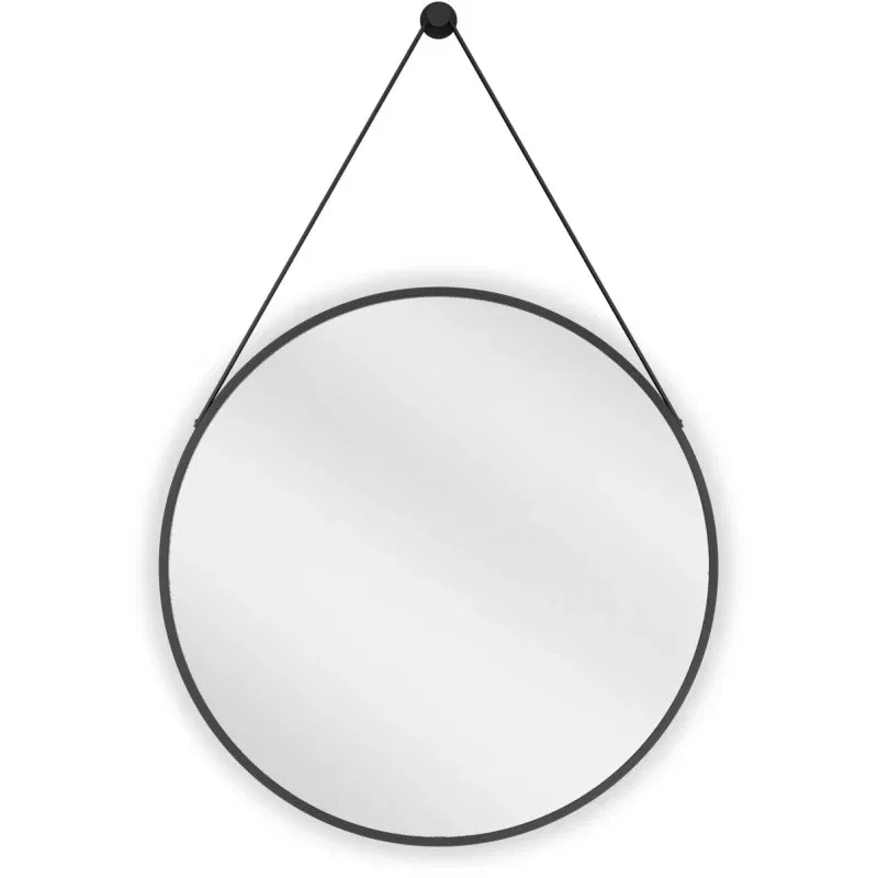 Mexen String miroir de salle de bain rond 60 cm, cadre noir - 9854-060-060-000-70