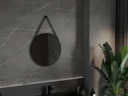 Mexen String round bathroom mirror 60 cm, black frame - 9854-060-060-000-70