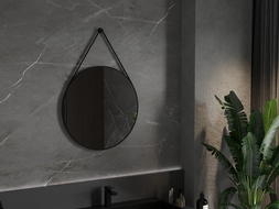 Mexen String round bathroom mirror 70 cm, black frame - 9854-070-070-000-70
