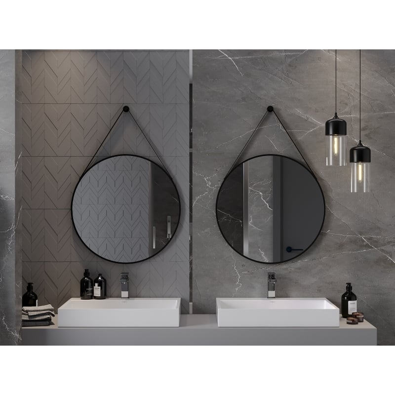 Mexen String bathroom mirror round 70 cm, black frame - 9854-070-070-000-70