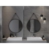 Mexen String miroir de salle de bain rond 70 cm, cadre noir - 9854-070-070-000-70
