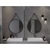 Mexen String miroir de salle de bains rond 70 cm, cadre noir - 9854-070-070-000-70