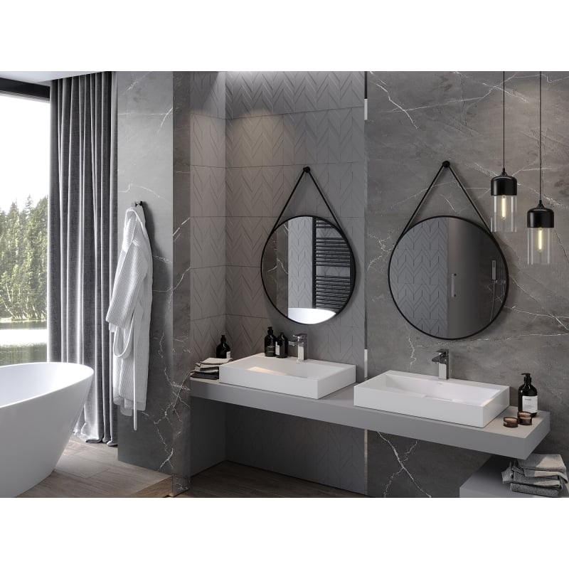 Mexen String bathroom mirror round 70 cm, black frame - 9854-070-070-000-70