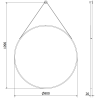 Mexen String runder Badezimmer-Spiegel 80 cm, schwarzer Rahmen - 9854-080-080-000-70