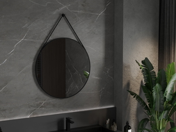 Mexen String round bathroom mirror 80 cm, black frame - 9854-080-080-000-70
