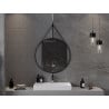 Mexen String round bathroom mirror 80 cm, black frame - 9854-080-080-000-70