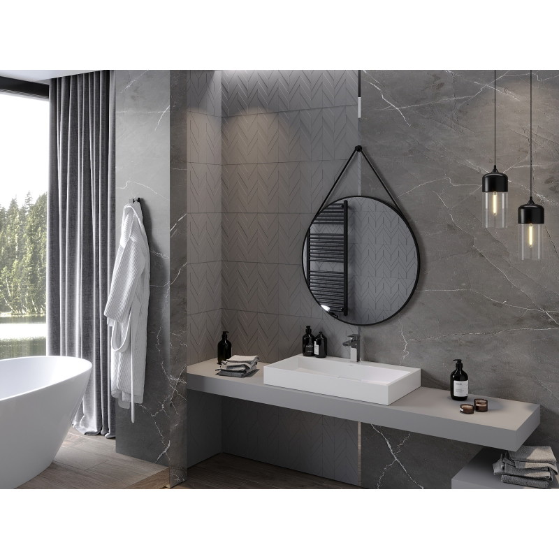 Mexen String runder Badezimmer-Spiegel 80 cm, schwarzer Rahmen - 9854-080-080-000-70