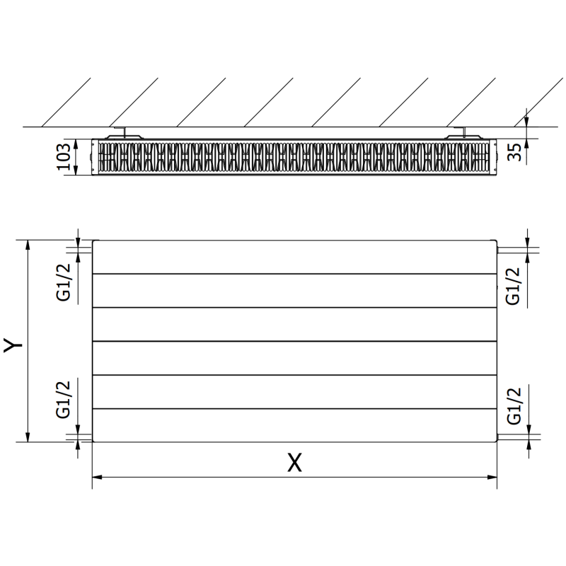 Mexen CL22 Plackradiator 900 x 1300 mm, lateral Uschloss, 2859 W, Antracit - W422L-090-130-66