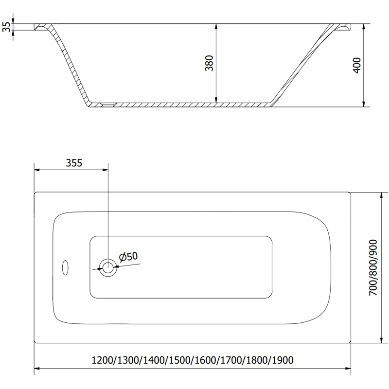 Mexen Vega baignoire rectangulaire 180 x 80 cm avec habillage et paravent à 1 volet 70 cm, motif noir - 550118080X9307017070