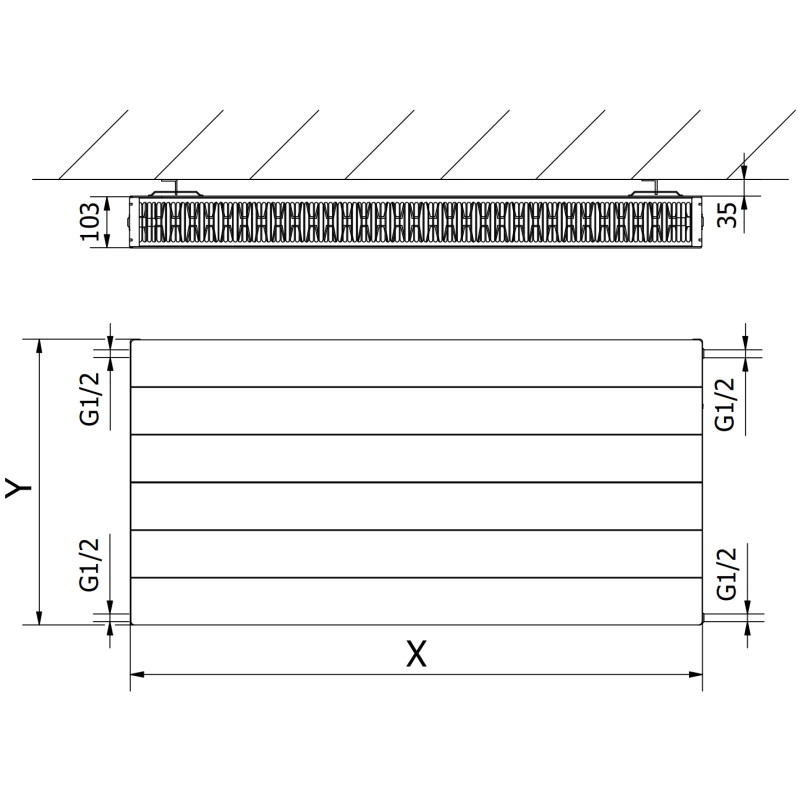 Mexen CL22 Radiateur à panneau Line 900 x 700 mm, raccordement latéral, 1540 W, noir - W422L-090-070-70