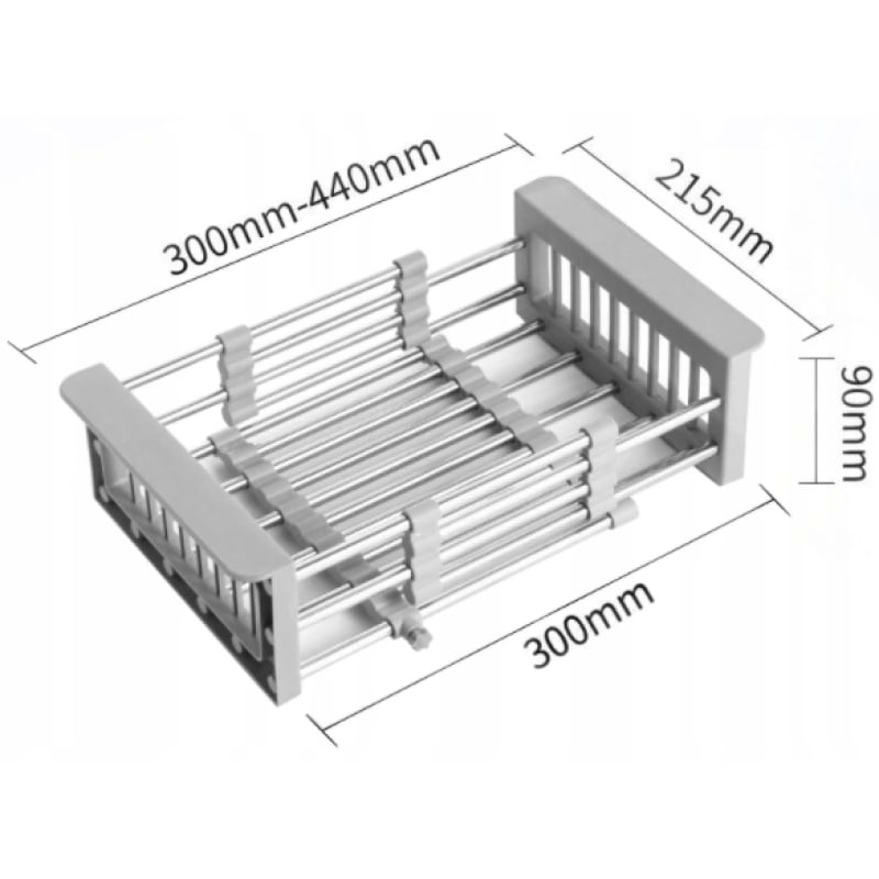 Mexen telescopic kitchen drainer with adjustable width, gray - 660730-71