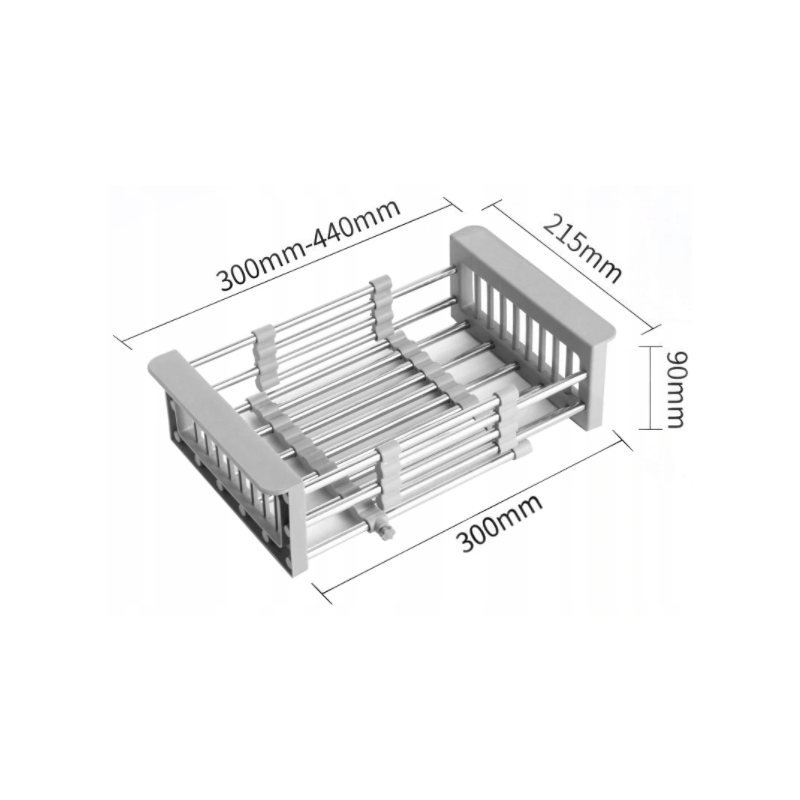 Mexen teleskooppinen keittiökuivausteline, jossa säädettävä leveys, harmaa - 660730-71