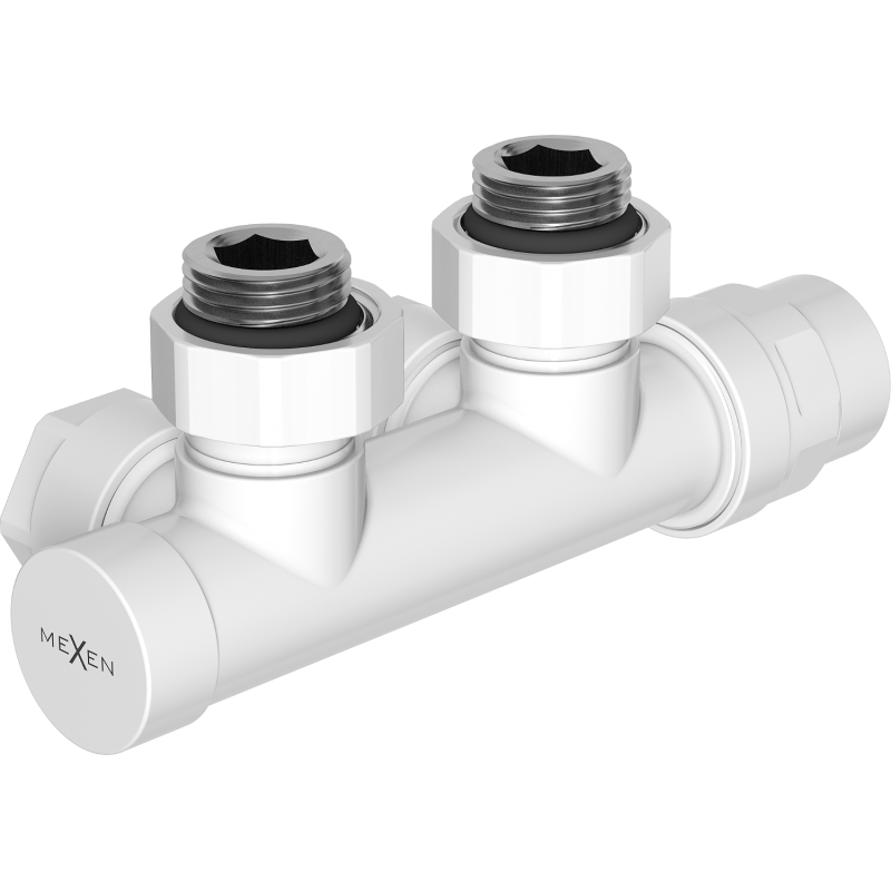 Mexen Uni-Term radiator angle valve, Duplex, DN50, white - W907-000-20