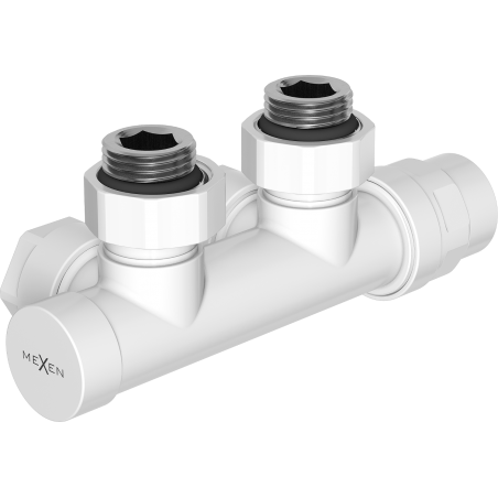 Mexen angled radiator valve, Duplex, DN50, white - W907-000-20