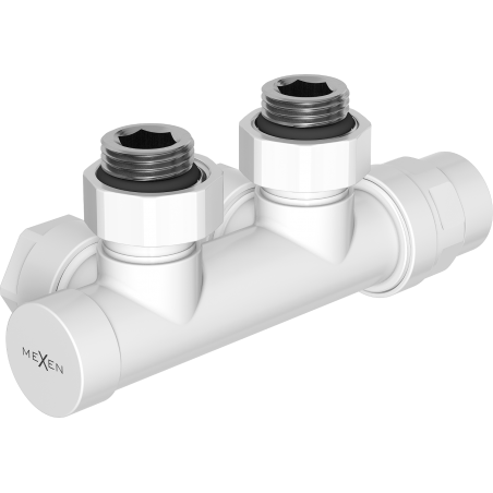 Mexen Uni-Term radiator angle valve, Duplex, DN50, white - W907-000-20