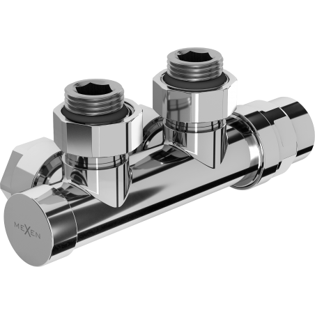 Mexen Uni-Term angle radiator valve, Duplex, DN50, chrome - W907-000-01