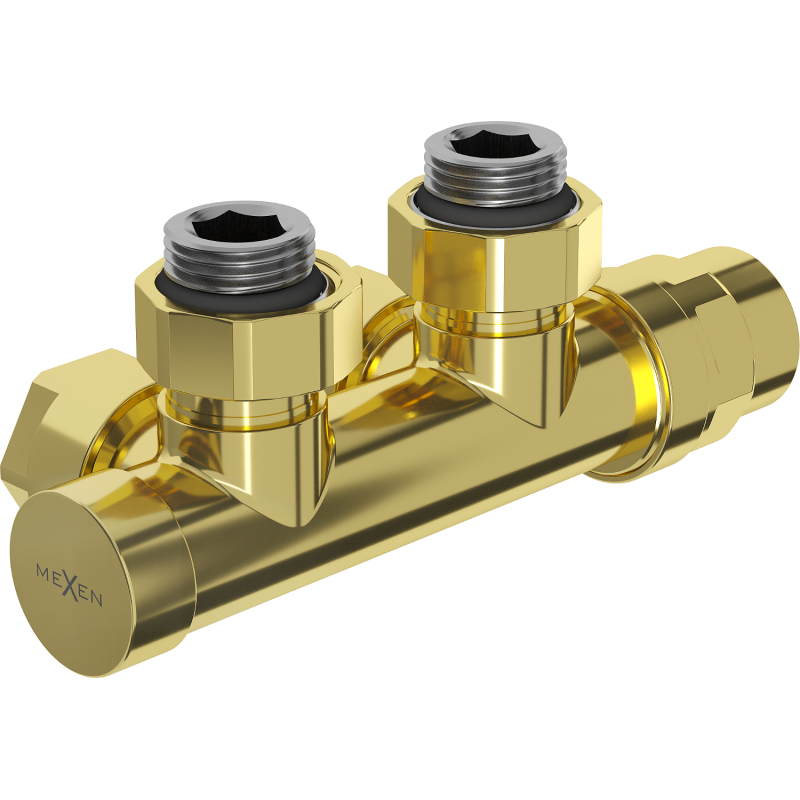 Mexen Uni-Term radiatorklep hoek, Duplex, DN50, goud - W907-000-50