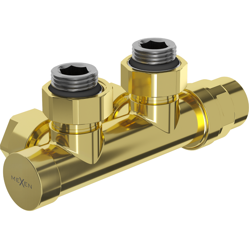 Mexen Uni-Term valve de radiateur d'angle, Duplex, DN50, or - W907-000-50