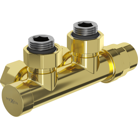 Mexen Uni-Term radiatorklep hoek, Duplex, DN50, goud - W907-000-50