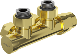 Mexen hoekradiatorkraan, Duplex, DN50, goud - W907-000-50