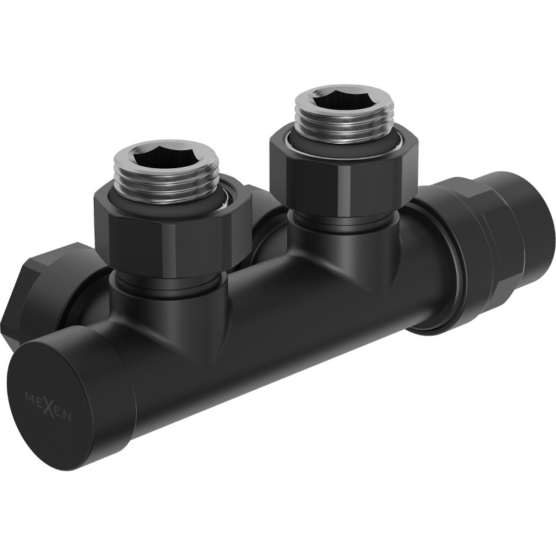 Mexen Uni-Term radiaatori nurgakraan, Duplex, DN50, must - W907-000-70