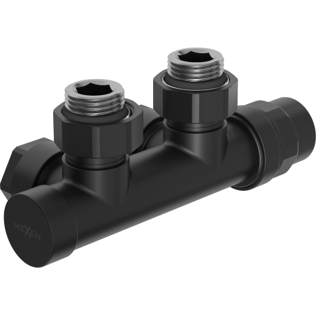 Mexen Uni-Term angled radiator valve, Duplex, DN50, black - W907-000-70