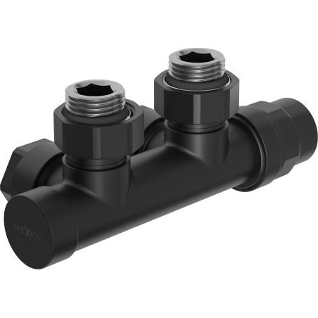 Mexen Uni-Term radiaatori nurgakraan, Duplex, DN50, must - W907-000-70