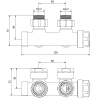 Mexen hoekradiatorkraan, Duplex, DN50, zwart - W907-000-70