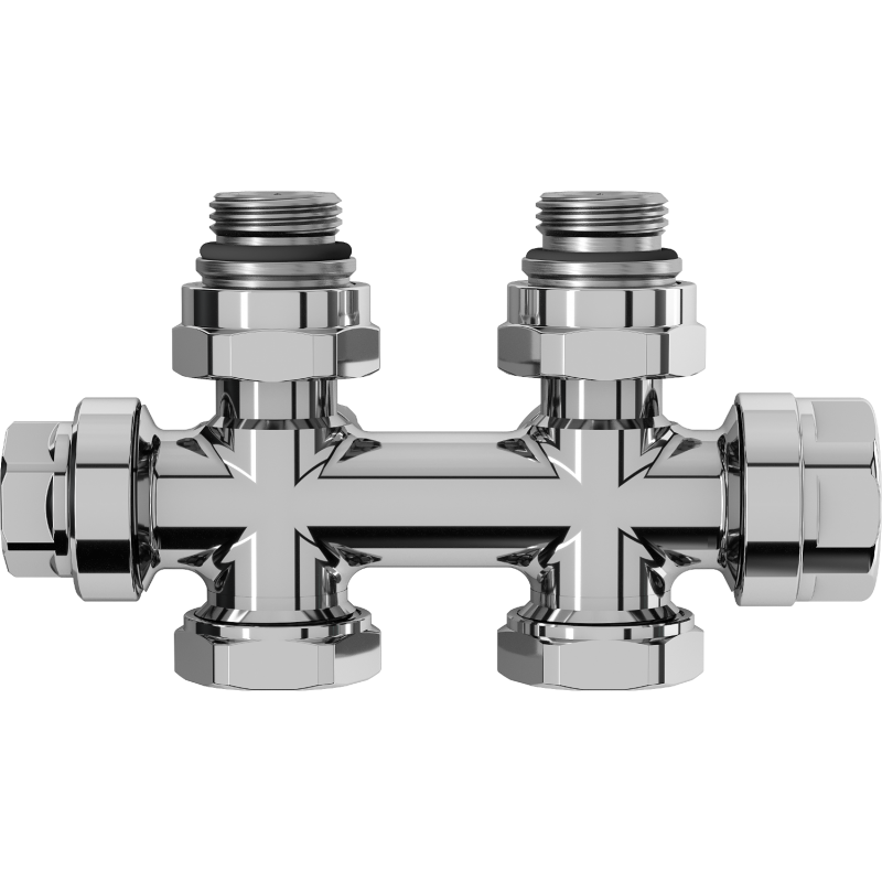 Mexen Uni-Term radiatorklep hoekig/recht, Duplex, DN50, chroom - W908-000-01