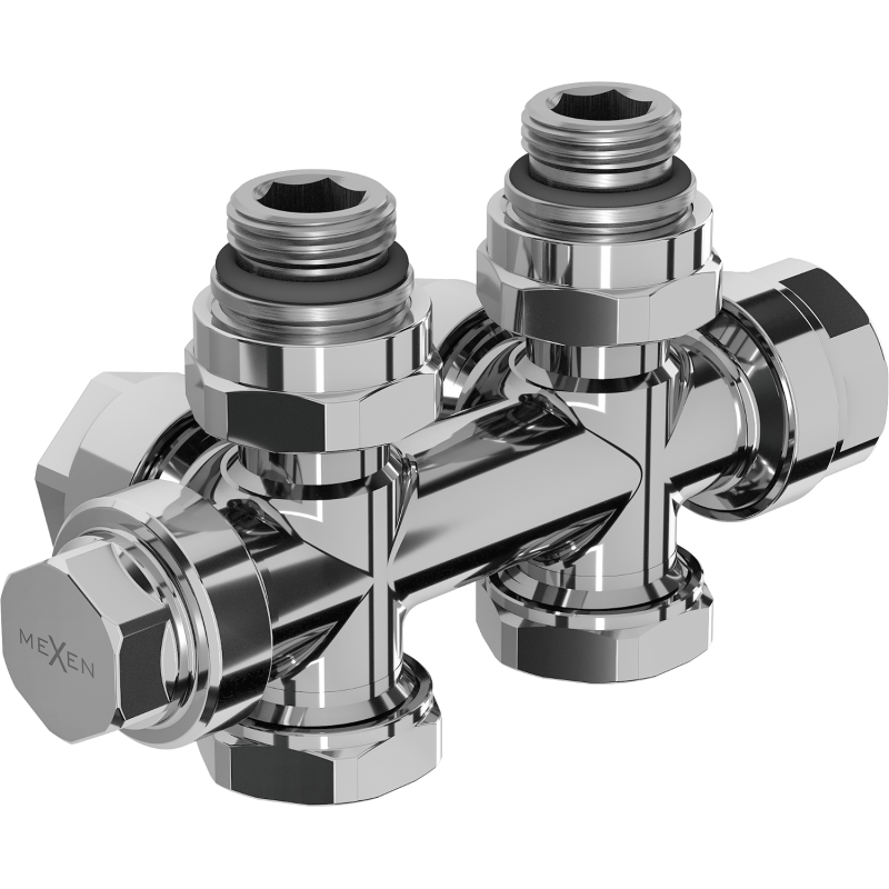 Mexen Heizkörperventil, Eck-/Durchgangsform, Duplex, DN50, Chrom - W908-000-01