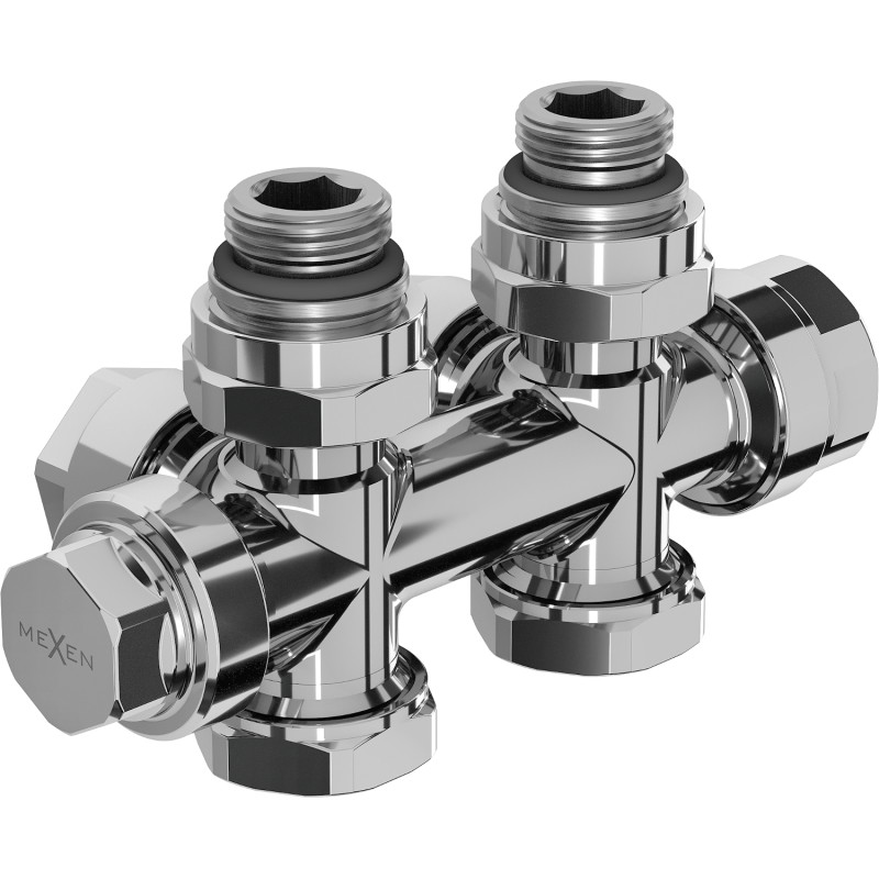 Mexen Uni-Term radiaatori nurgikraani/otseventiil, Duplex, DN50, kroomitud - W908-000-01